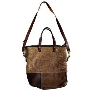 Vintage Women’s Talon Zipper Sheep Leather Two Tone Tote Bag Brown